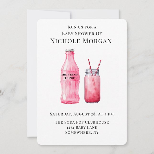 Invitation She’s Ready To Pop Girl Baby Shower (Devant)