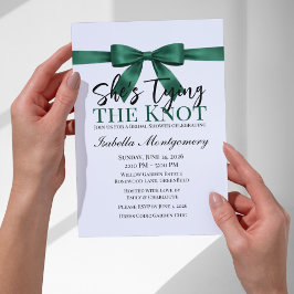Invitation She’s Tying the Knot Theme Emerald Green Bow