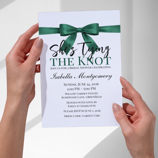 Invitation She’s Tying the Knot Theme Emerald Green Bow (She’s Tying the Knot Theme Emerald Green Bow Invitation
)