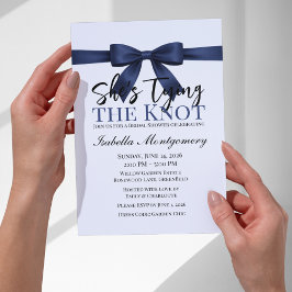 Invitation She’s Tying the Knot Theme Navy Blue Bow