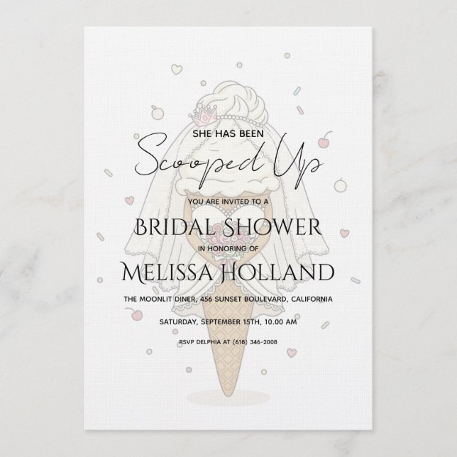 Invitation She's Been Scooped Up Ice Cream Bridal Shower (Devant)