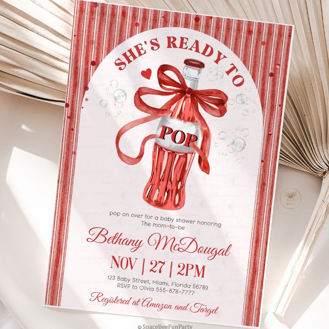 Invitation She's Ready To Pop Baby shower (BabyShower, ShesReadyToPop, PregnancyParty, BabyOnTheWay, MomToBe, GenderNeutralBabyShower, CuteBaby)