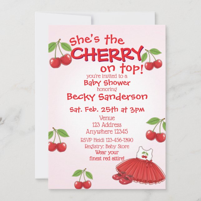 Invitation She's the CHERRY on top Baby Shower (Devant)