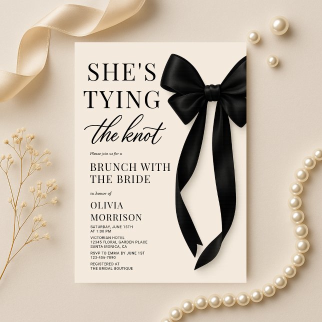 Invitation She's Tying The Knot Bow Brunch with the Bride (Créateur téléchargé)