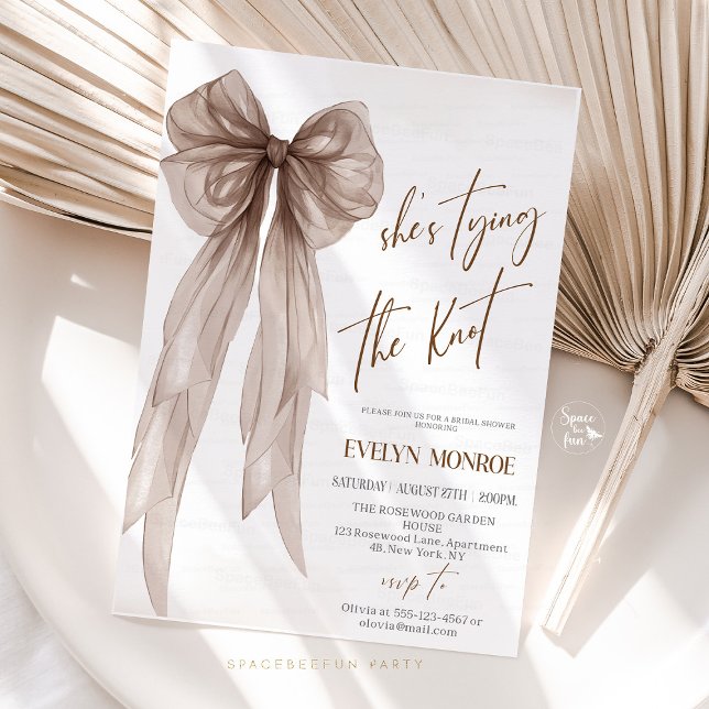 Invitation She's tying the knot Bridal shower  (She's tying the knot,Bridal shower,invitation bow,Editable invite,Bachelorette invite,Party Invite b)
