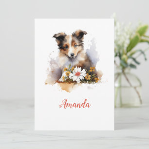 Invitation Shetland Sheepdog Chiot Pet Aquarelle