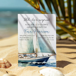 Invitation Shh It's A Surprise Sailboat 60th Birthday Party