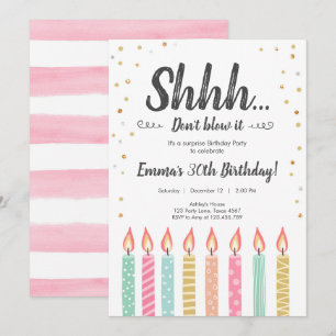 Invitation Shhh c'est une fête d'anniversaire de confettis