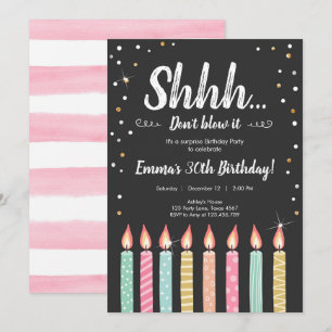 Invitation Shhh c'est une fête d'anniversaire de confettis