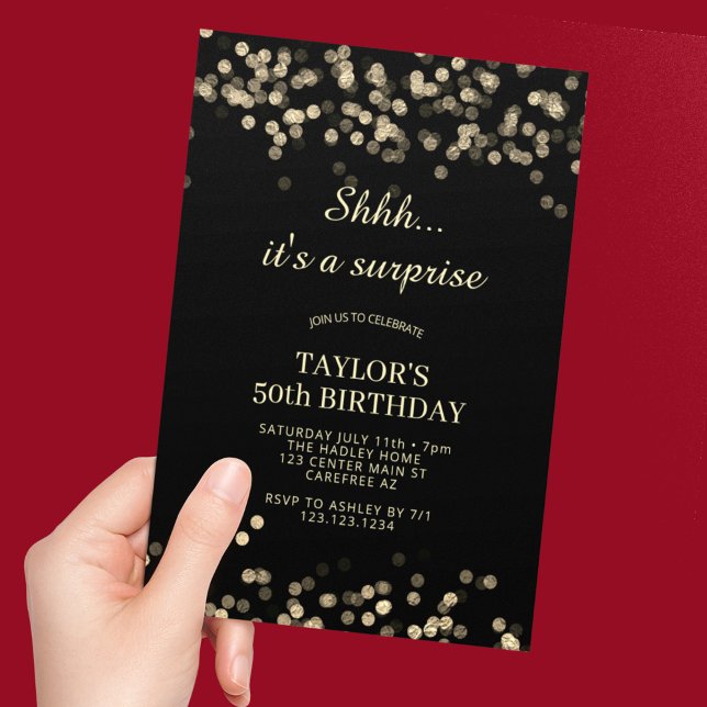 Invitation Shhh C'est une surprise 50e anniversaire (Créateur téléchargé)