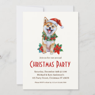 Invitation Shiba Inu à la fête de Noël d'un chien de compagni