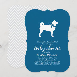 Invitation Shiba Inu Chien Baby Douche Garçon Bleu