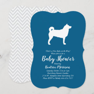 Invitation Shiba Inu Chien Baby shower Boy Blue