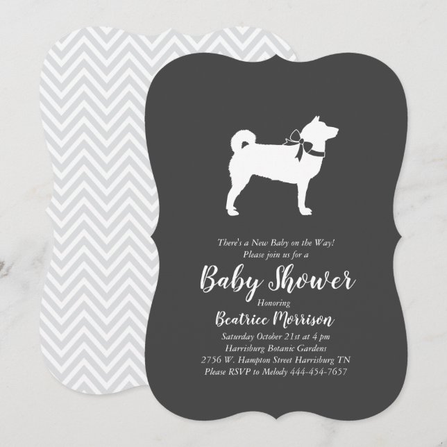 Invitation Shiba Inu Chien Baby shower Neutre selon le sexe (Devant / Derrière)