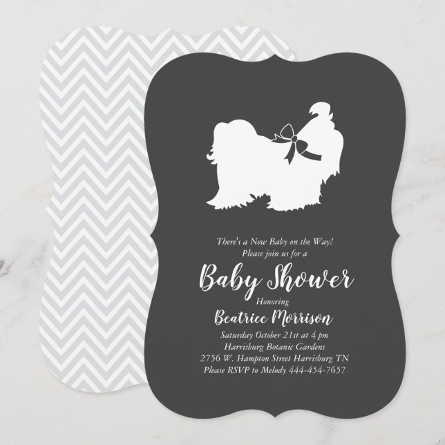 Invitation Shih Tzu Baby shower Neutre hommes-femmes (Devant / Derrière)