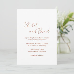 Invitation Shiloh Cuivre Moderne Mariage élégant