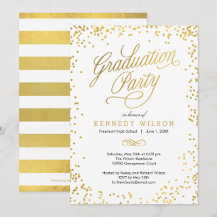 Invitation Shiny Confetti ÉDITABLE Fête de graduation de coul