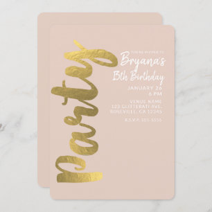 Invitation Shiny Faux Gold Foil Beige N'IMPORTE QUEL ÂGE Fête