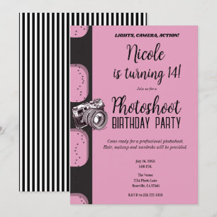 Invitation Shooting Photo Anniversaire Noir Rose Photographie