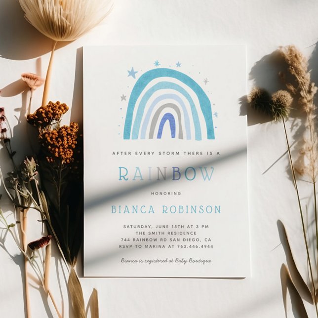 Invitation Shower Miracle Baby Blue Rainbow (Créateur téléchargé)