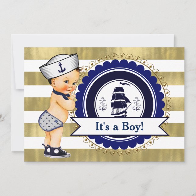 Invitation Shower pour bébé Petit Sailor (Devant)