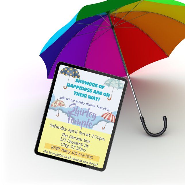 Invitation Showers of Happiness Umbrella Baby Shower (Créateur téléchargé)