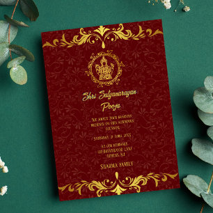 Invitation Shri Satyanarayan Pooja Hindu Indian Royal