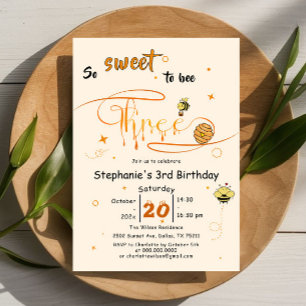 Invitation Si doux d'être trois Joyeux 3ème anniversaire abei