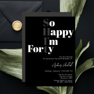 Invitation Si heureux que j'aie quarante-dixième anniversaire