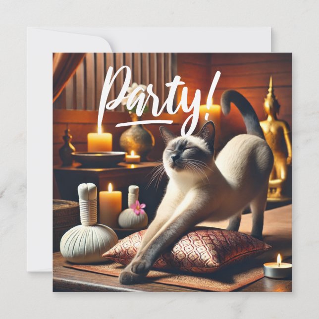 Invitation Siamese Chat dans l'invitation Spa PARTY (Devant)