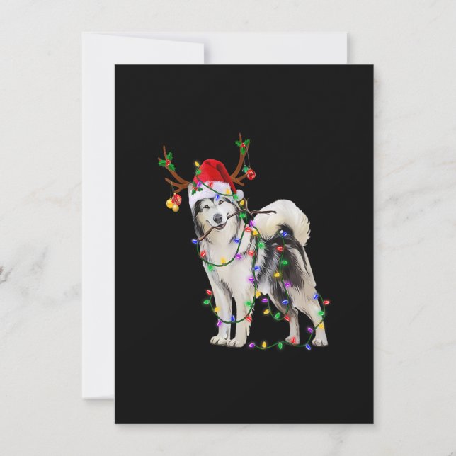 Invitation Sibérie Husky Chien Tree lumières Noël Noël Noël N (Devant)