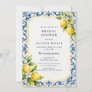 Invitation Sicilien Méditerranéen Citrons Bleus Baby Shower