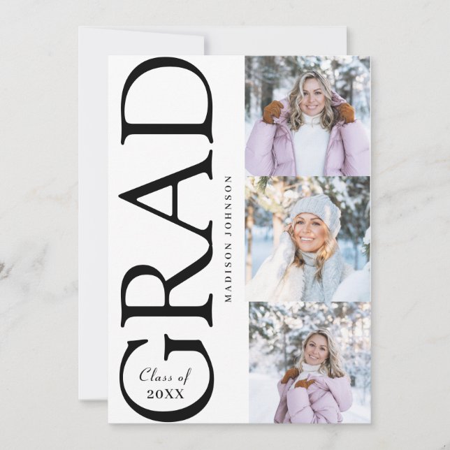 Invitation Side Typography Graduation 2026 3 Photo Party (Devant)