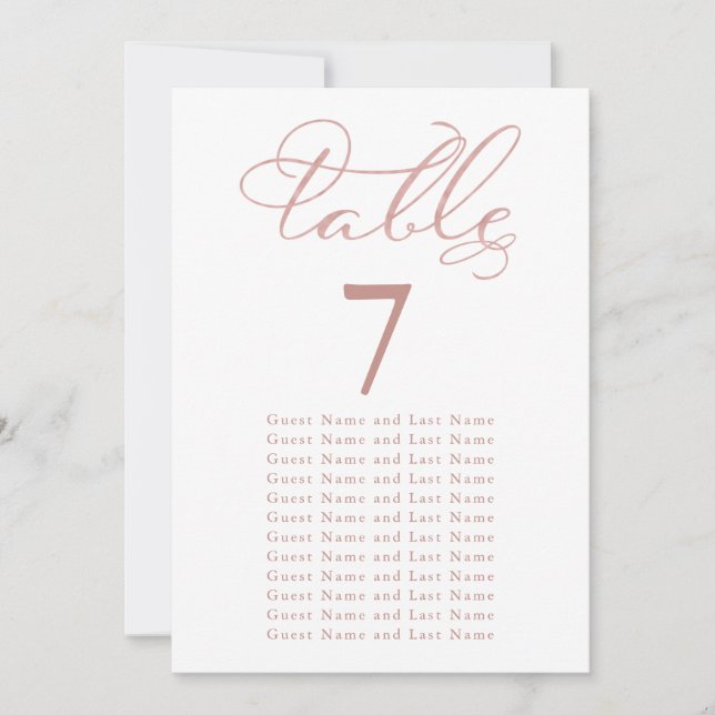Invitation Siège mariage Elégant Rose Gold Foil (Devant)