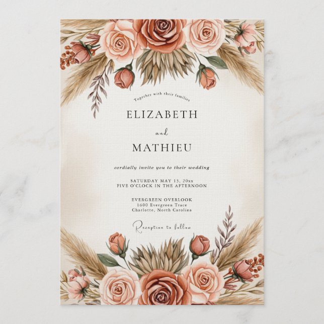 Invitation Sienna Botanical Romance Wedding (Devant)