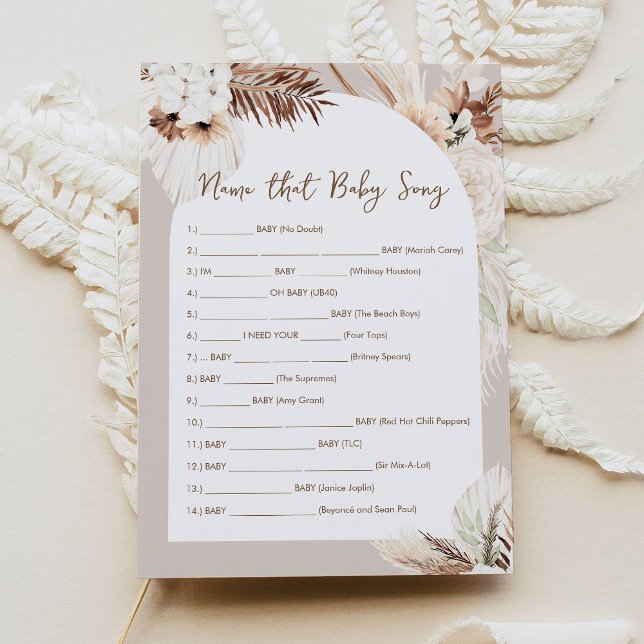 Invitation SIERRA Bohemian Nom That Baby Song Game Card (Créateur téléchargé)