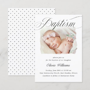 Invitation Sigle de script croisé subtil Christening Baptême 