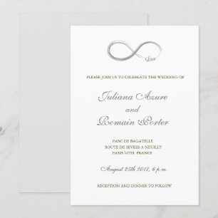 Invitation Signal d'infini unique mariage blanc or gris