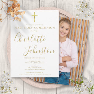 Invitation Signature dorée moderne Première Sainte Communion 