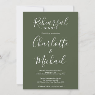 Invitation Signature Script Dîner de répétition vert olive