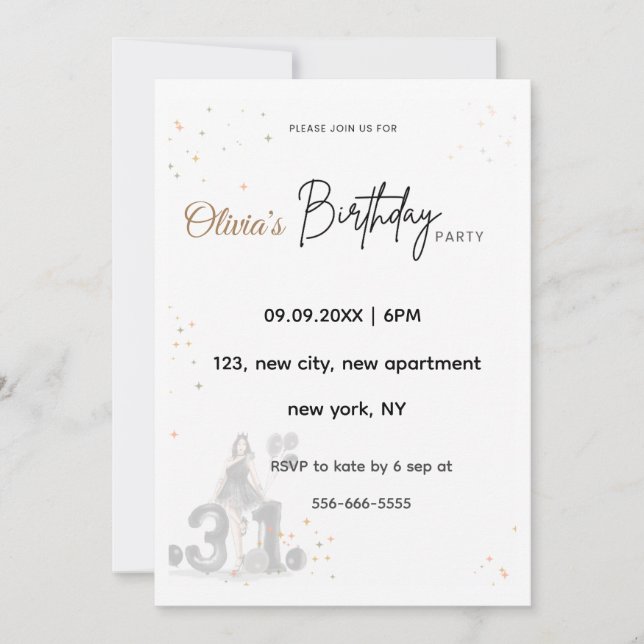 Invitation signe d'anniversaire, signe de bienvenue, 31e anni (Devant)