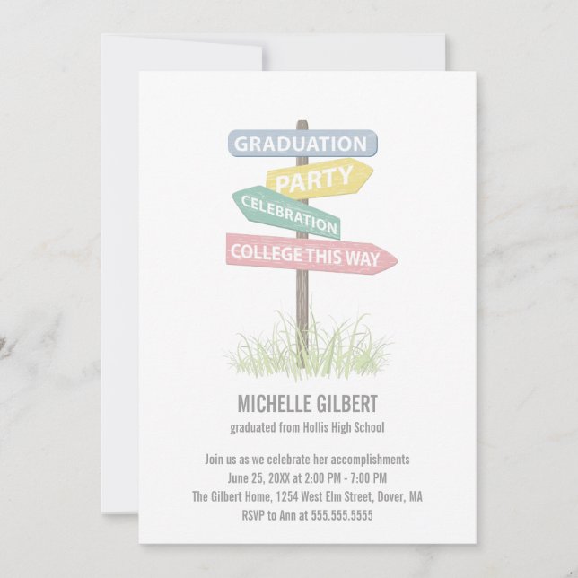 Invitation Signe de rue fête de graduation (Devant)