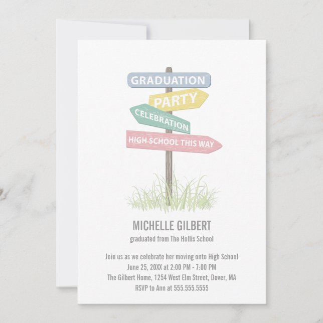 Invitation Signe de rue Parti de la 8e année (Devant)