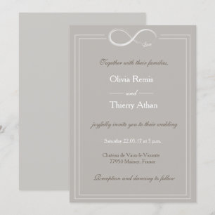 Invitation signe d'infini unique gris blanc taupe mariage