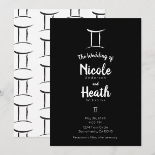 Invitation Signe du zodiaque GEMEAUX Astrologie Mariage mai j
