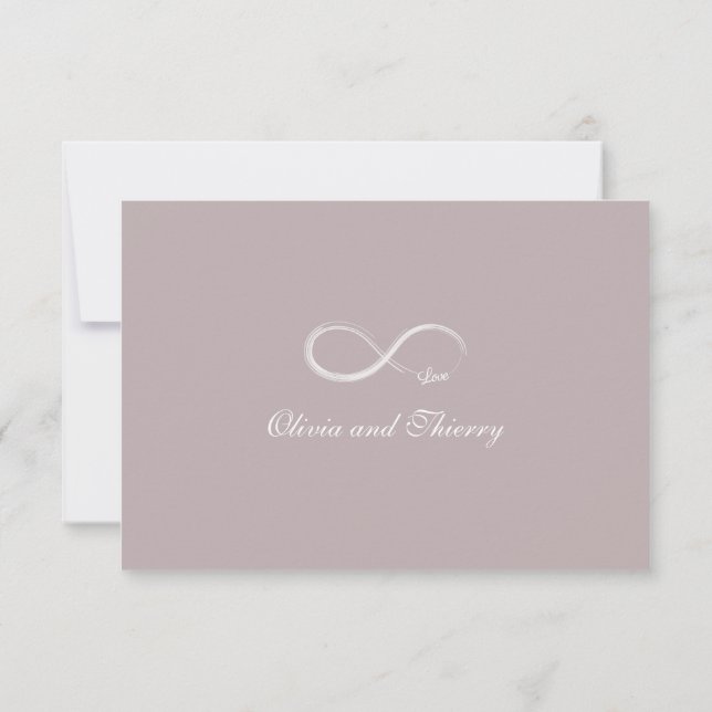 Invitation Signe infini rose poudré gris blanc réponse mariag (Dos)