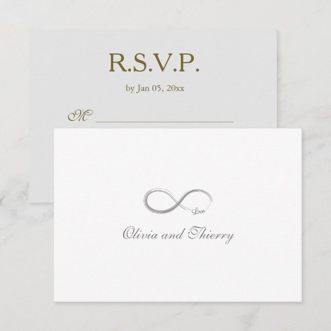 Invitation Signe Infini Unique Gris Or Blanc Réponse de Maria (Devant / Derrière)