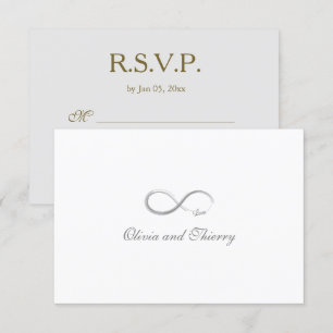 Invitation Signe Infini Unique Gris Or Blanc Réponse Mariage