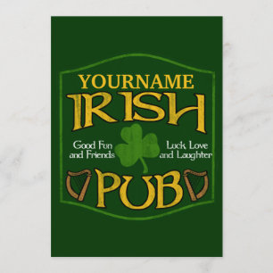 Invitation Signe irlandais personnalisé de Pub