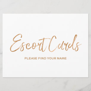 Invitation Signe mariage "Cartes d'escorte"   Rose or élégant